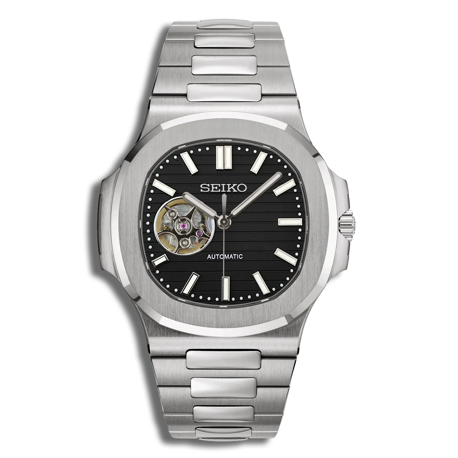 Seiko Mod Nautilus Skeleton — Boîtier Acier